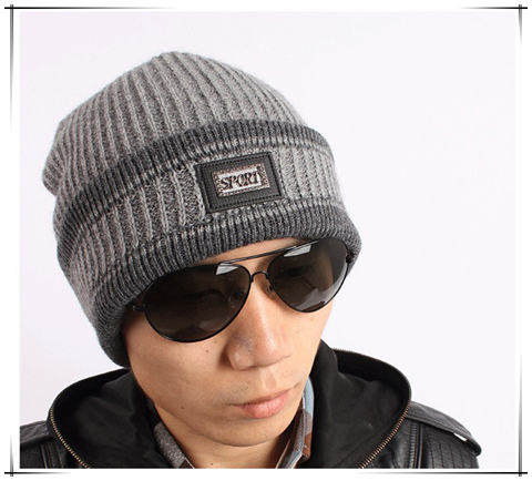 雙層男士針織帽，冬季滑雪必備的帽子